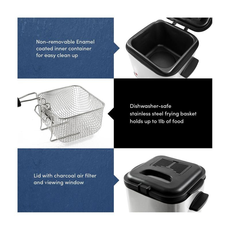 Elite Gourmet 1.5 Quart Stainless Steel Deep Fryer