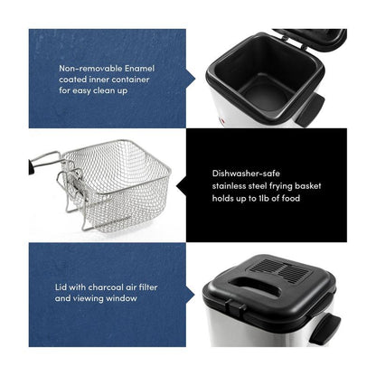 Elite Gourmet 1.5 Quart Stainless Steel Deep Fryer