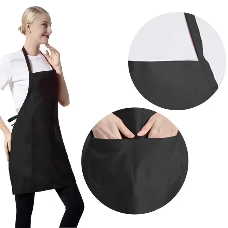 Adjustable Cooking Apron Unisex Household Solid Color Chef Waiter Barbecue Hairdresser Adult Pocket Apron Kitchen Supplies Tool
