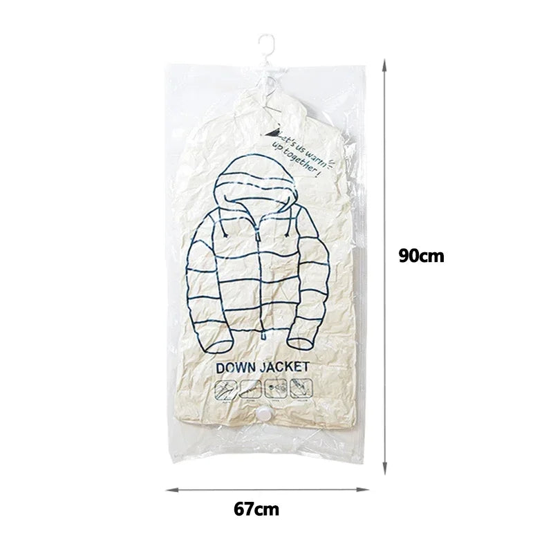 Hanging Vacuum Storage Bags Space Saver Bags Vacuum Seal Storage Bag for Suits Dress Coats Jackets Closet Organizer and Storage