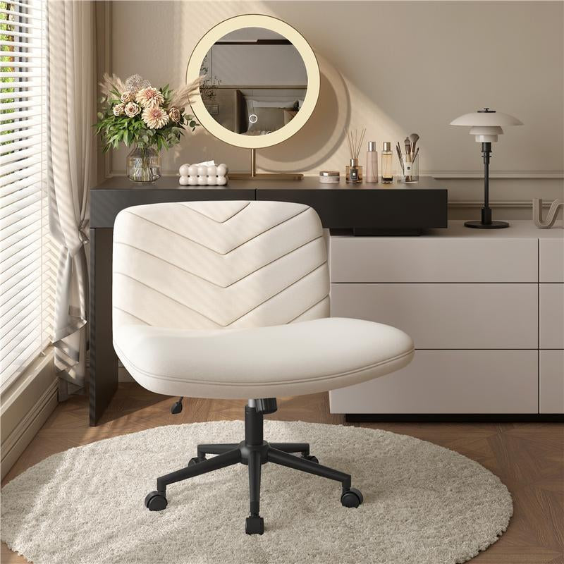 Yaheetech Wide Criss Cross Adjustable Armless Chair with Swivel Vanity, 26" W X 26" D, 300 Lb Maximum Weight Capacity, Ergonomic Design
