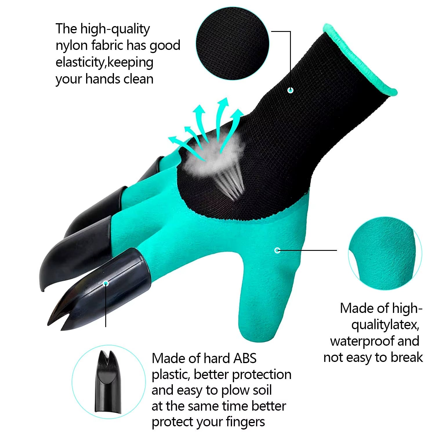 Gardening Gloves with Claws Breathable Waterproof Working Digging Planting Sting-Resistant Non-Slip Protective Latex Gloves