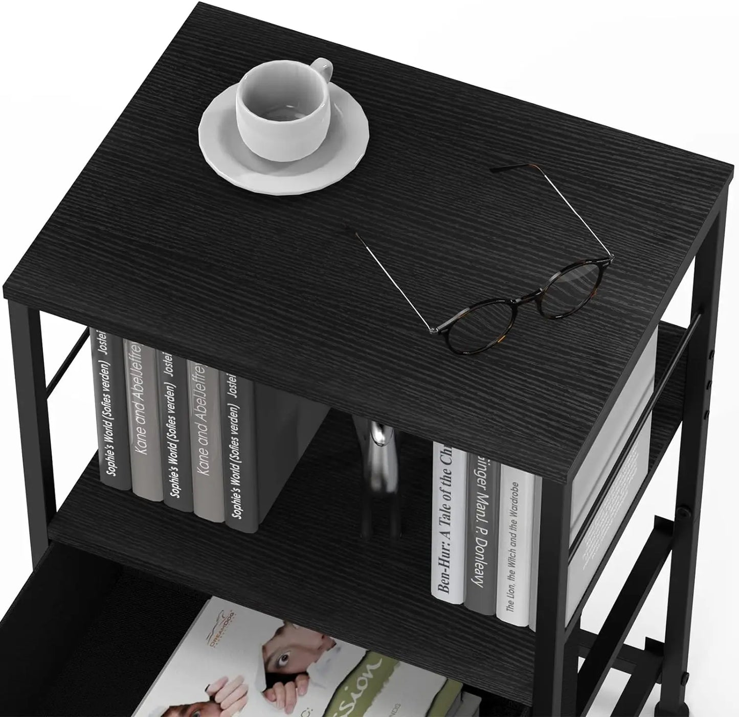 Nightstands Set of 2 End Table with Fabric Drawers Night Stands for Bedroom Side Table with Storage Shelf Bedside Tables