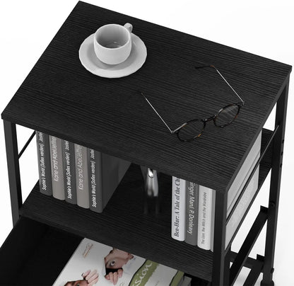 Nightstands Set of 2 End Table with Fabric Drawers Night Stands for Bedroom Side Table with Storage Shelf Bedside Tables