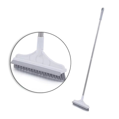 Rotating Floor Scrub Brush Long Handle Windows Squeegee Stiff Bristle Broom Mop 2In1 for Bathroom Kitchen Floor Crevice Cleaning