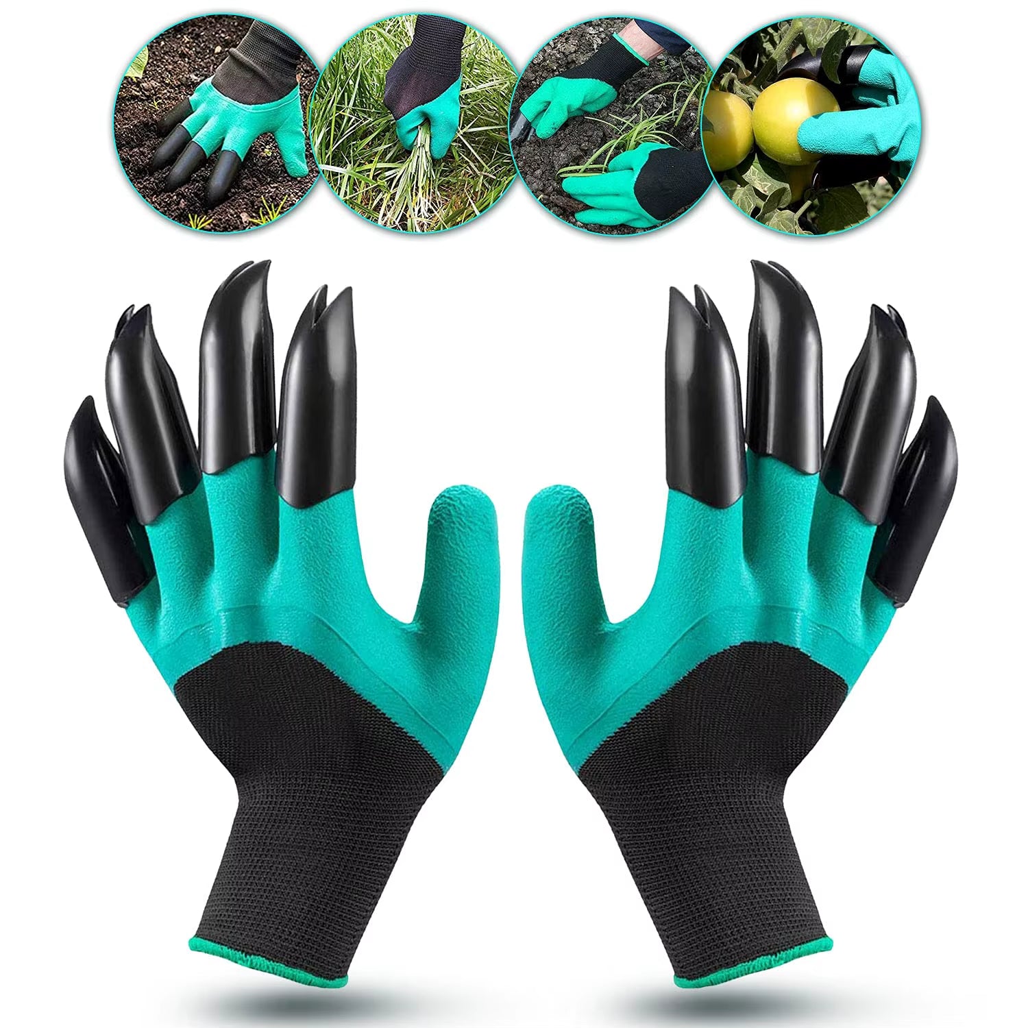 Gardening Gloves with Claws Breathable Waterproof Working Digging Planting Sting-Resistant Non-Slip Protective Latex Gloves
