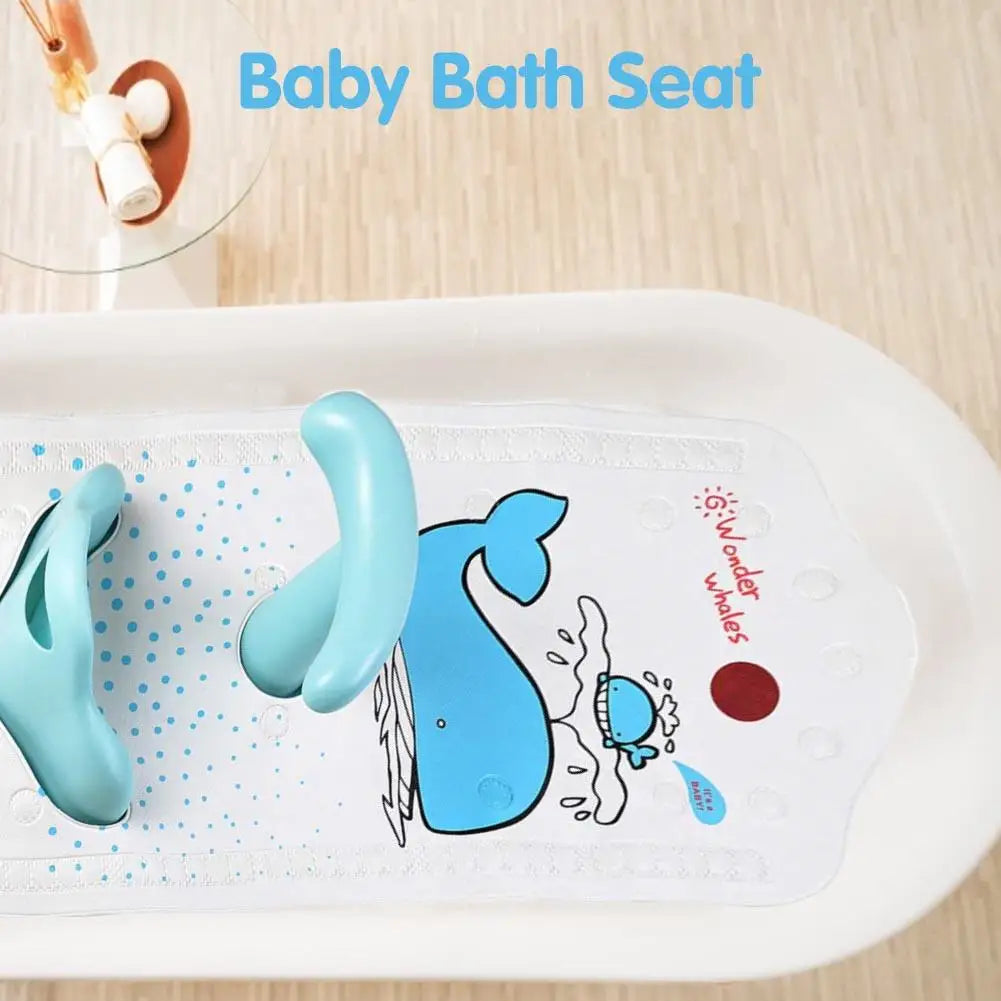 Baby Bath Mat with Baby Shower Seat Bathtub Cushion Back Support Non-Slip Safety Comfortable Chair Baby Bath Seat