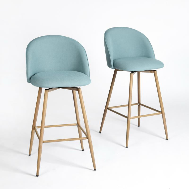 【Deal】Homy Casa Bar Stools Set of 2, 26" Swivel Counter Height Modern Upholstery Barstools for Kitchen Dining Home Minimalist Ergonomic Durable Design Sturdy Polyester Furniture