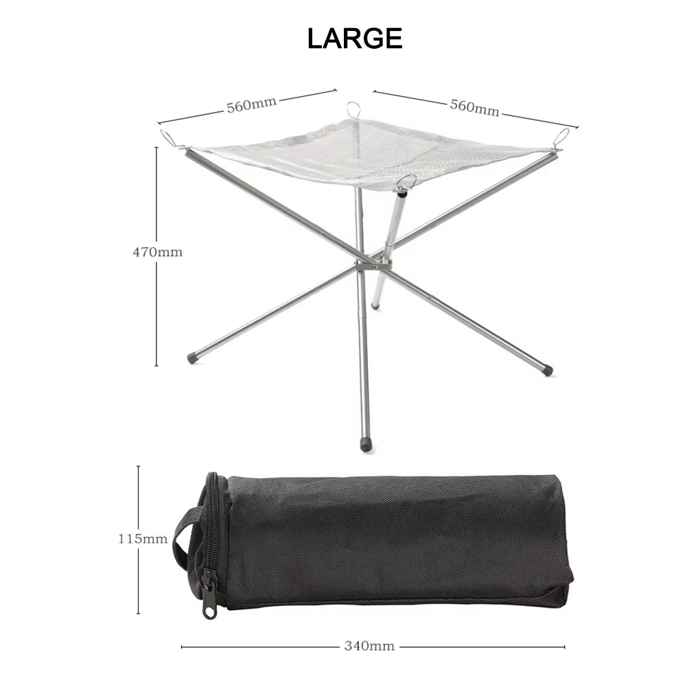 Portable Outdoor Fire Pit Grill Collapsing Steel Mesh Fire Stand Stainless Steel Foldable Mesh Fire Pit Outdoor Wood Heater Heat
