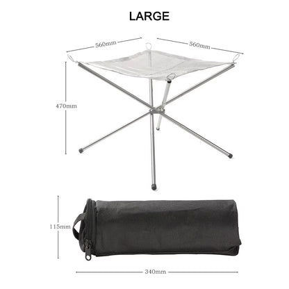 Portable Outdoor Fire Pit Grill Collapsing Steel Mesh Fire Stand Stainless Steel Foldable Mesh Fire Pit Outdoor Wood Heater Heat