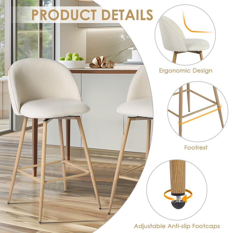 【Deal】Homy Casa Bar Stools Set of 2, 26" Swivel Counter Height Modern Upholstery Barstools for Kitchen Dining Home Minimalist Ergonomic Durable Design Sturdy Polyester Furniture