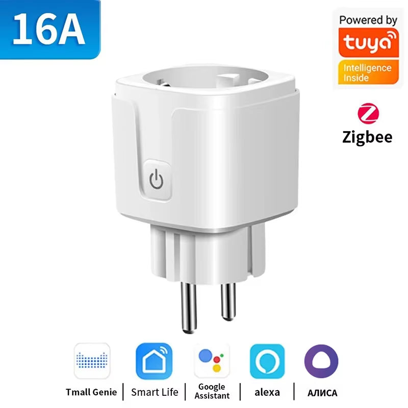 TUYA Smart Plug Wifi or Zigbee3.0 Socket EU 16A/20A Power Monitor Timing Function Voice Control Work with Alexa Google Home