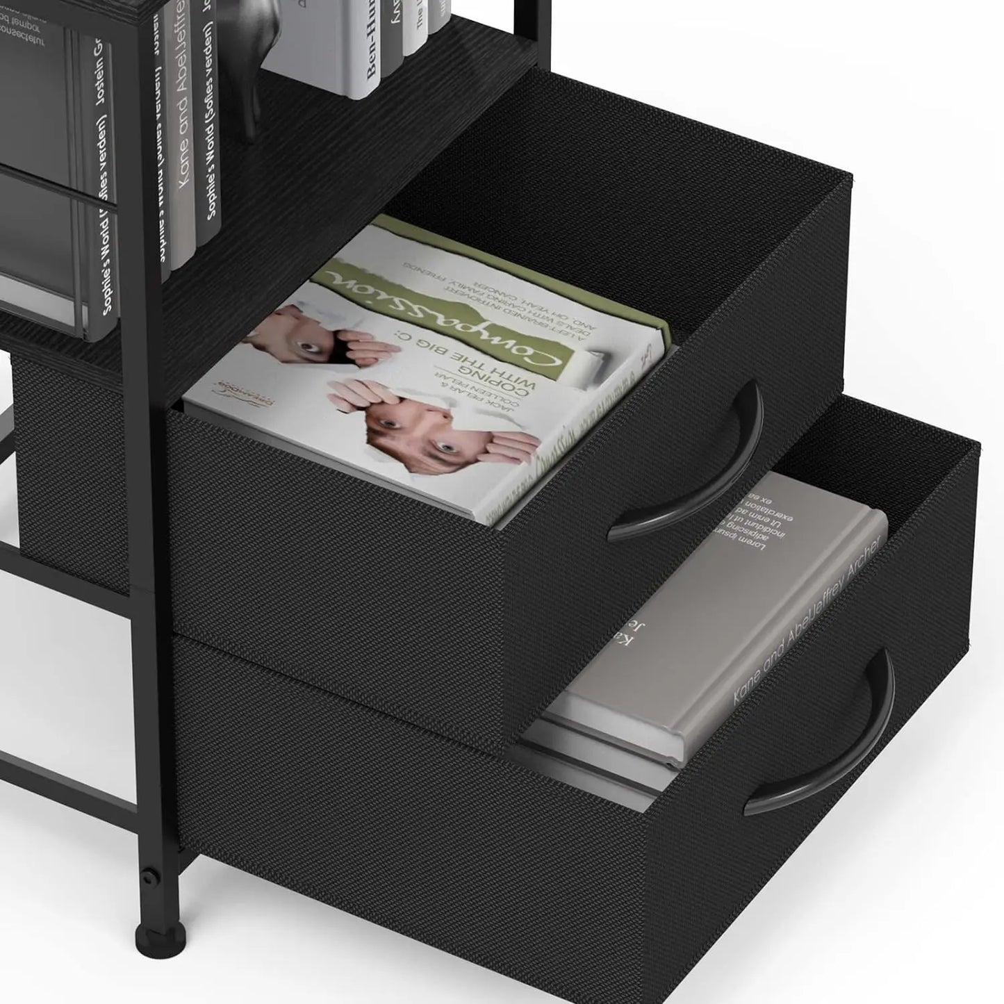 Nightstands Set of 2 End Table with Fabric Drawers Night Stands for Bedroom Side Table with Storage Shelf Bedside Tables