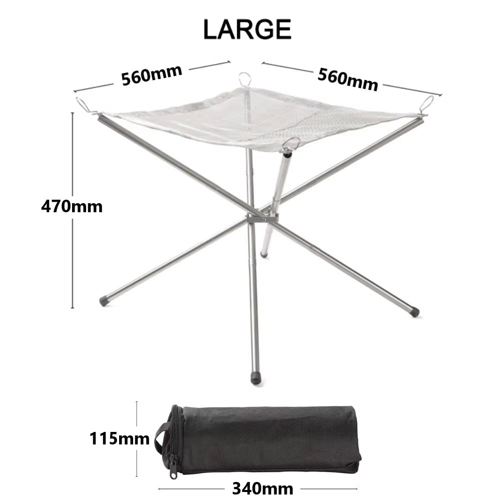 Portable Outdoor Fire Pit Grill Collapsing Steel Mesh Fire Stand Stainless Steel Foldable Mesh Fire Pit Outdoor Wood Heater Heat