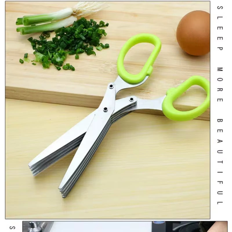 Multi Functional Stainless Steel 3 5 Layer Kitchen Scissors for Pepper Scallion Laver Cutting Chopping Cooking Tool