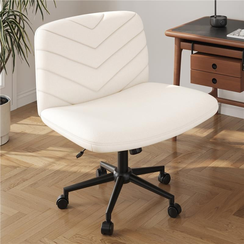 Yaheetech Wide Criss Cross Adjustable Armless Chair with Swivel Vanity, 26" W X 26" D, 300 Lb Maximum Weight Capacity, Ergonomic Design