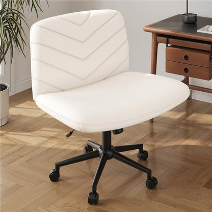 Yaheetech Wide Criss Cross Adjustable Armless Chair with Swivel Vanity, 26" W X 26" D, 300 Lb Maximum Weight Capacity, Ergonomic Design