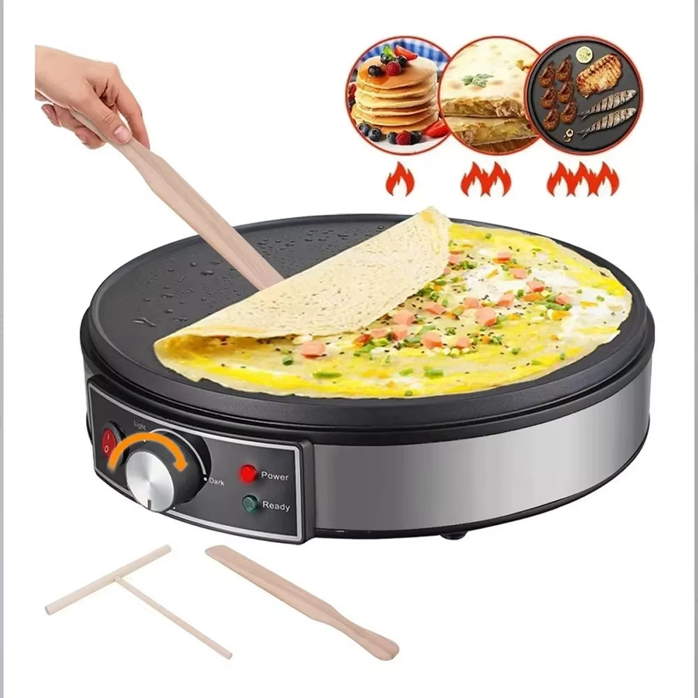 Electric Crepe Maker Machine Pancake Machine with Non-Stick Griddle Batter Spreader Crepes Maker 1000W Kitchen Cooking Tools
