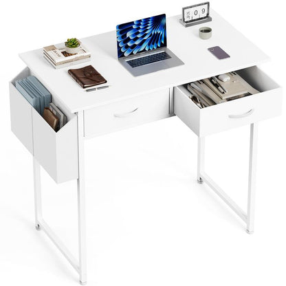 Computer Desk with Drawers Study Writing Table with Storage Bag Headphone Hook Adjustable Feet for Home Office Small Spaces