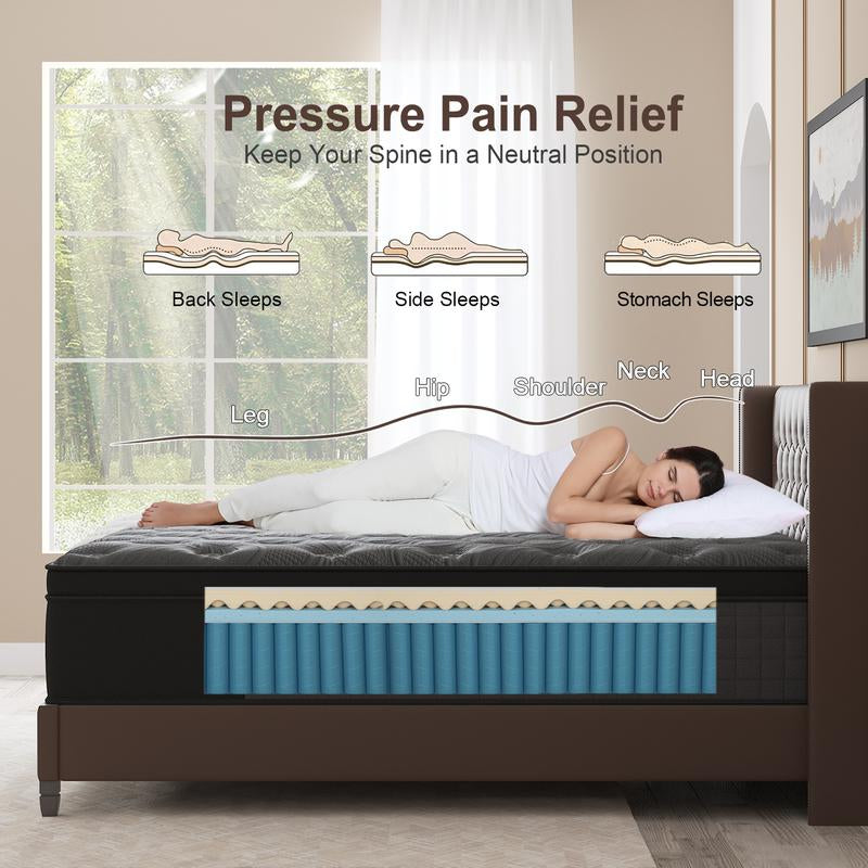 Duchessz 10"12"14" Twin Full Queen King Size Mattress in a Box Hybrid Spring Memory Foam