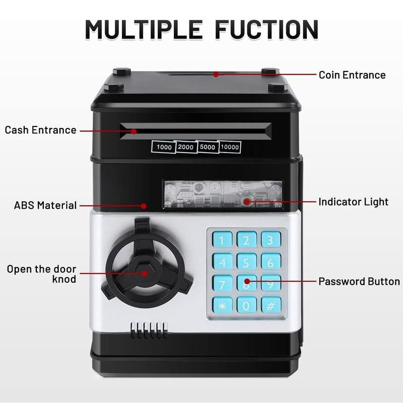 Piggy Bank, Saving Box, Electronic ATM Password Cash Coin Can Auto Scroll Paper Money Saving Box Toy Gift