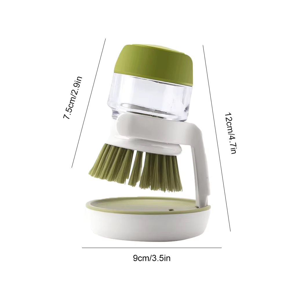 Kitchen Scrub Brush Multifunctional Press Cleaning Brush with Soap Dispenser Dish Scrubber Washing up Brush for Sink Pots Pans