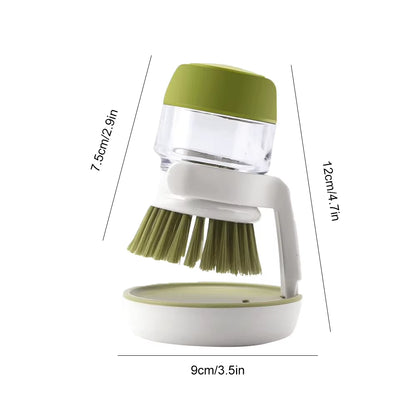 Kitchen Scrub Brush Multifunctional Press Cleaning Brush with Soap Dispenser Dish Scrubber Washing up Brush for Sink Pots Pans