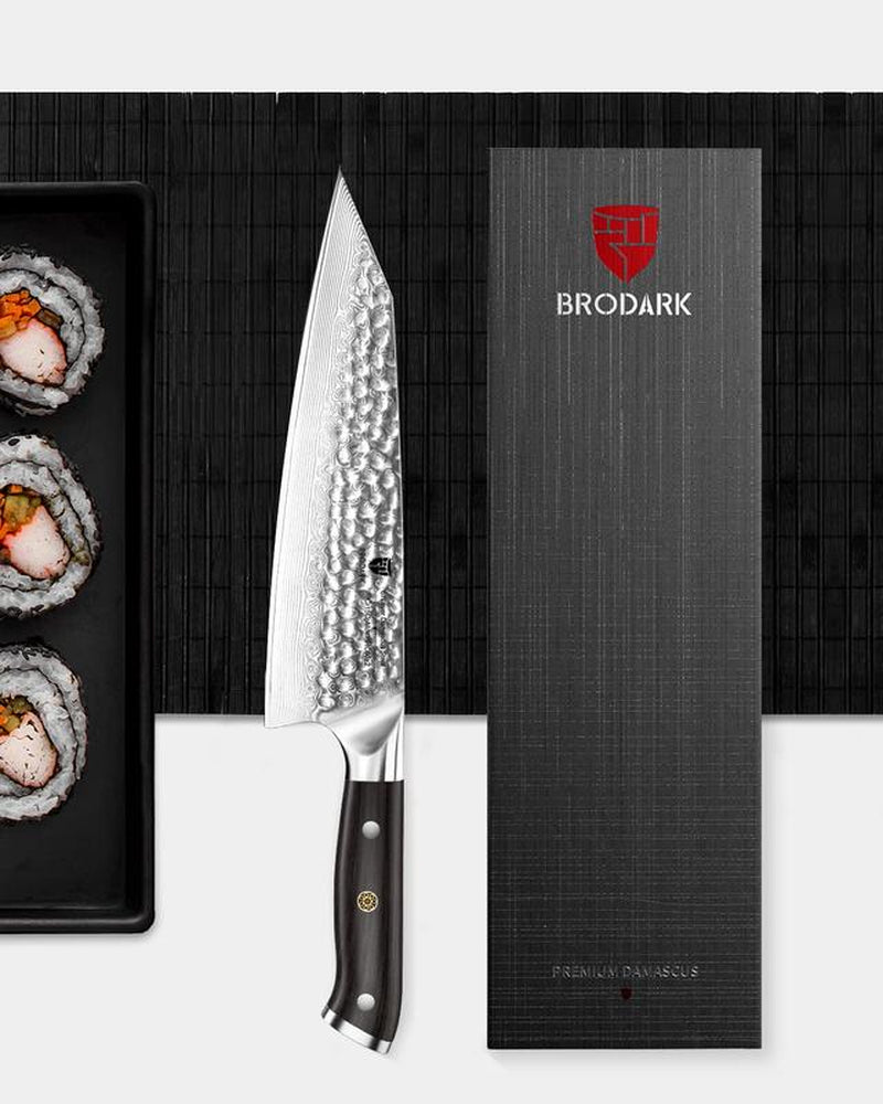 Japanese Damascus Chef Knife, 8 Inch with Japanese VG-10 Steel Core Wooden, Ultra-Sharp Professional Kitchen Knife, Handcrafted with Ebony Wood Handle, Holiday Gifts Blade Knives Cuchillos Japonés